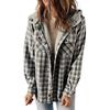 Dames Winter Casual Plaid Capuchon Tweed Jas Verdikte Gewatteerde Warme Jas Lamswollen Voering