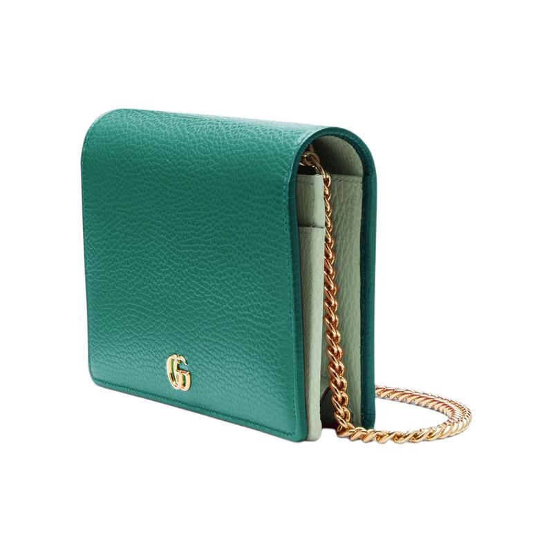 Gucci GG Emblem Double G Metal Decoration Cow Leather Crossbody Shoulder Bag Mini Women's Green