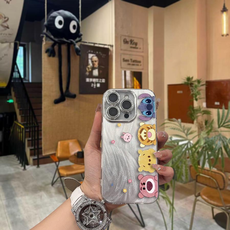 

Silver Sanrio Stitch Cute Apple 16 Phone Case iPhone 16 Pro Max