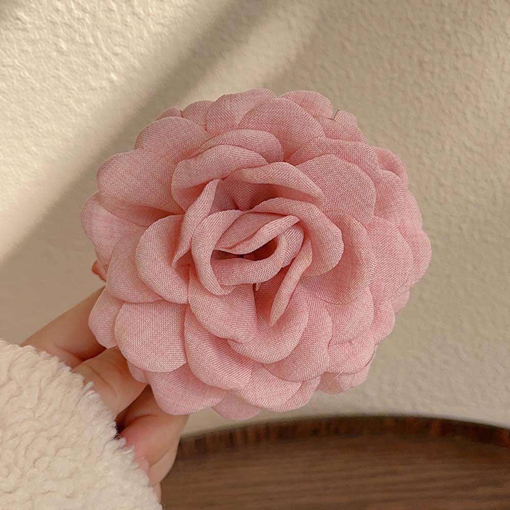 Fashion Satin Rose Flower Large Hair Claw Clip for Women  Spring Summer Trendy Design Korean Colored Hairpin Headdress