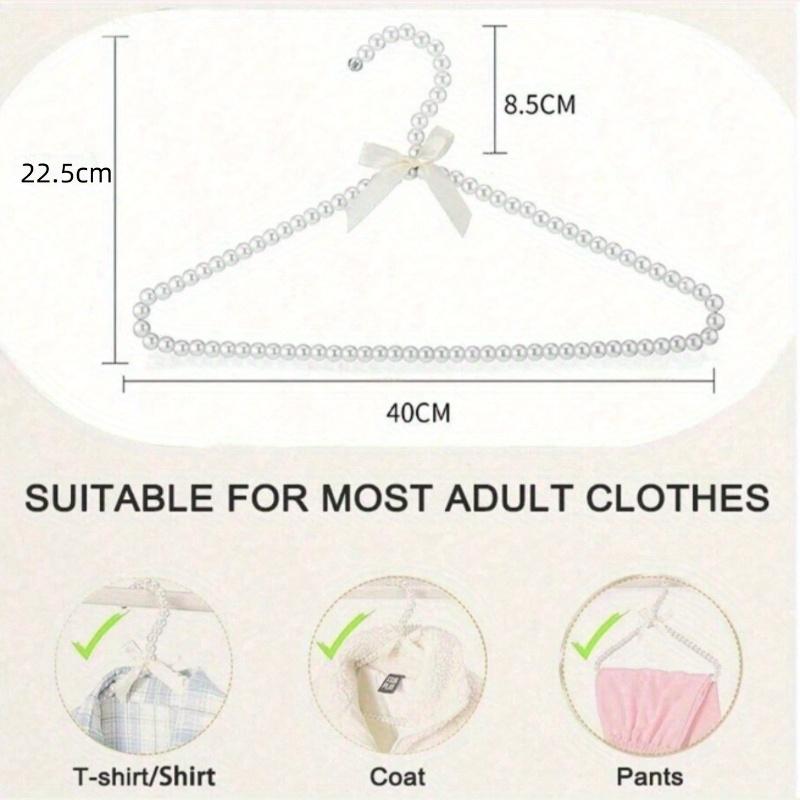 Plastic White Faux Pearl Beaded Bow Clothes Hanger Storage Hanger for Drying Storing Coats Shirts Pajama Pants Wedding Dresses Skirts Home Decor Fall