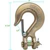 5/16 inch Clevis Slip Hook with Safety Latch, 5/16 g70 Chain Hook, 5/16 Safety Hook with Latch Forged G70 18,000 Lb Capacity for Trailer Truck
