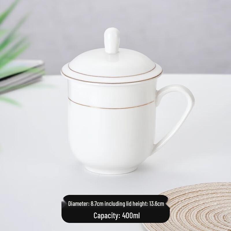 NHZHIW Gold Line Ceramic Mug with Lid and Handle
