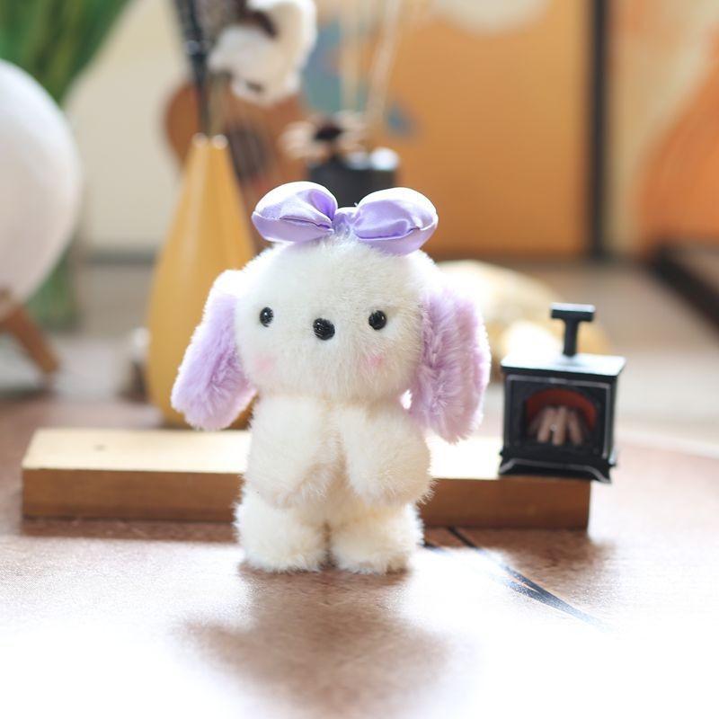 Puppy Plush Cute Keychain Bow Stuffed Animal Short Fur Gift For Teens Girls