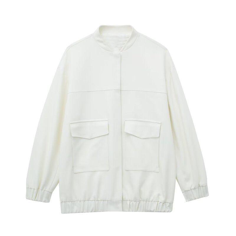 Fashion Style Autumn New Women's Clothing Easiest for Match Stickers Pocket Decoration Long Pilot Jacket Outwear 7997671 251