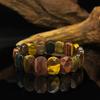 Natural Multi-colored Tiger's Eye Bamboo Knot Bracelet, a Birthstone and Symbol of Wealth.