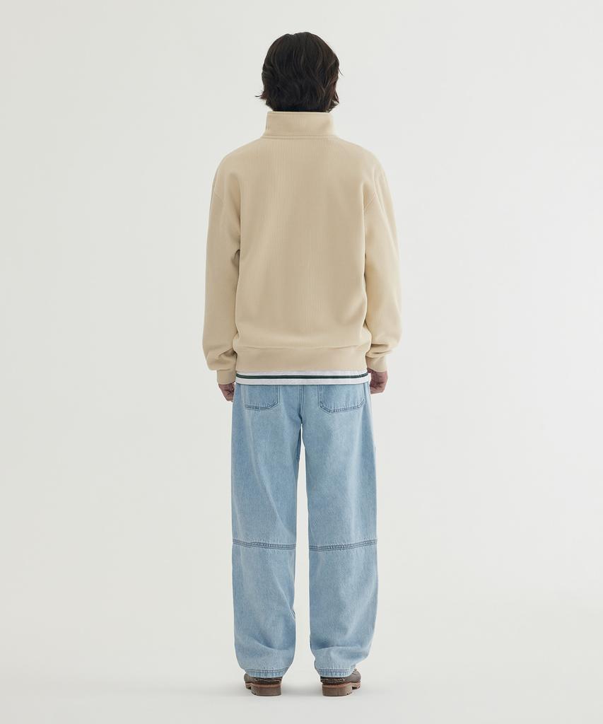 COVERNAT Small C Logo Corduroy Half-Zip Teal Blue