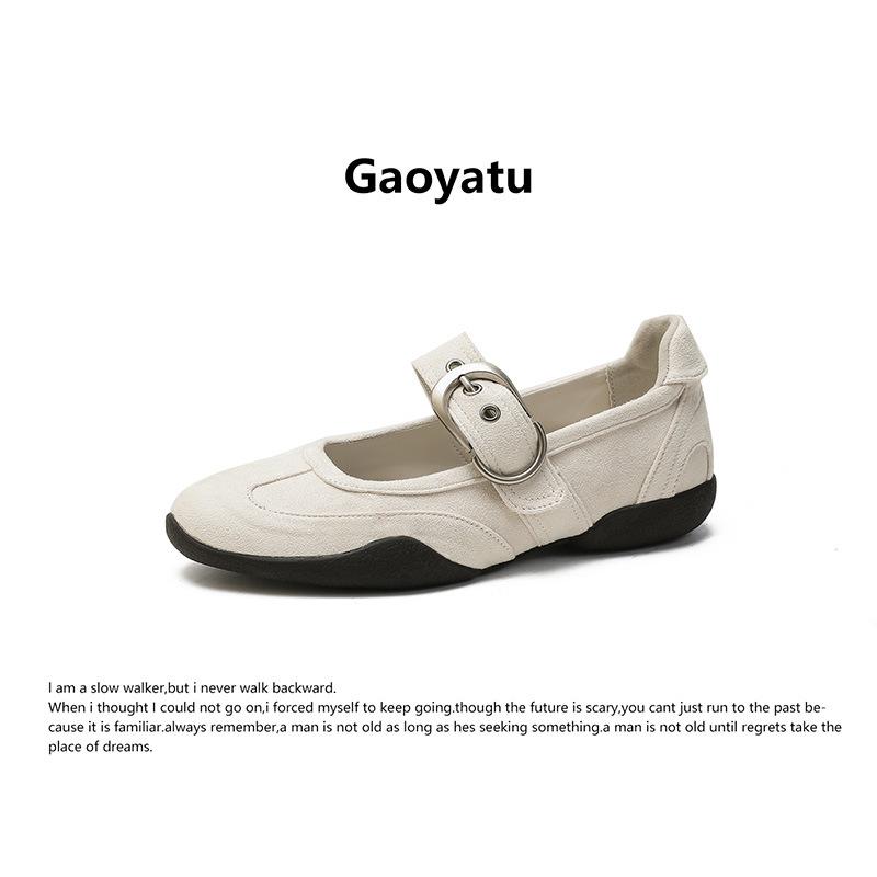 

Spring new casual Mary Jane shoes women s invisible inner height increase ballet shoes one-word buckle with shallow mouth single shoes 35