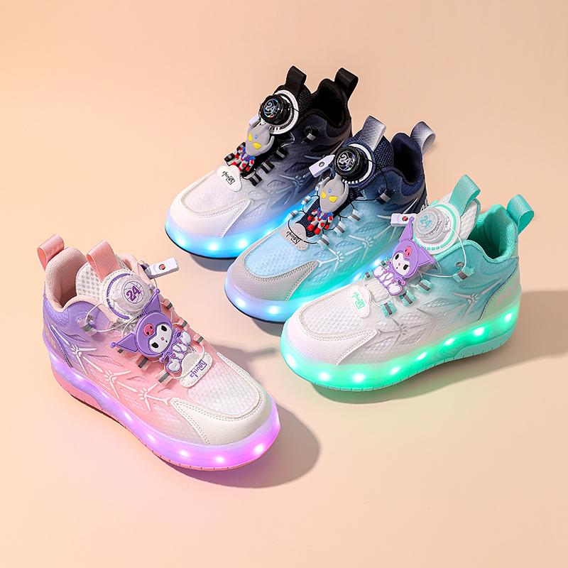 TUINANLE Zapatillas de skate de alta calidad para niños, zapatillas luminosas con luz LED, zapatos de dos ruedas para niños y niñas con carga USB