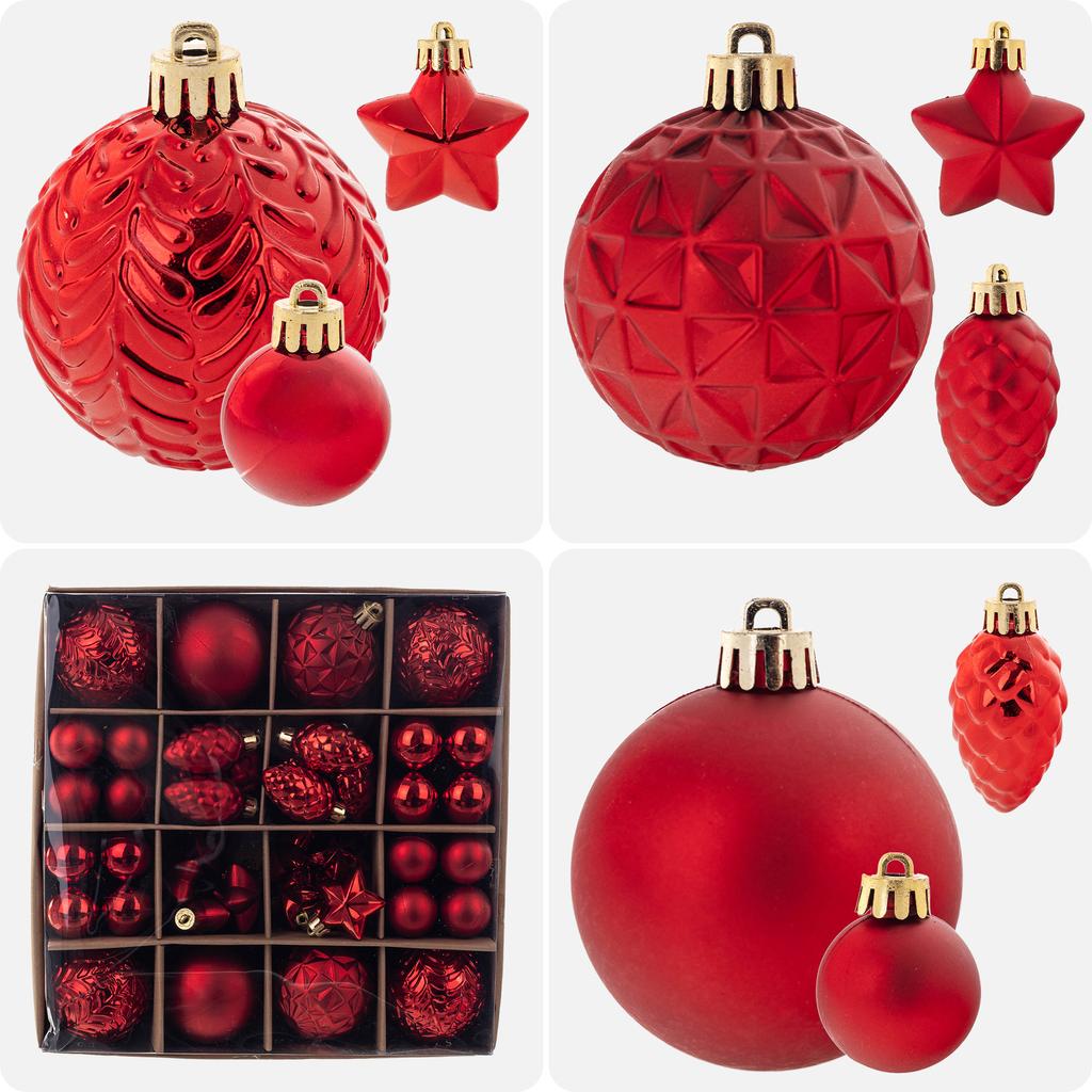 Christmas Tree Baubles Shatterproof Christmas Tree Bauble Ornaments Red Set 60x
