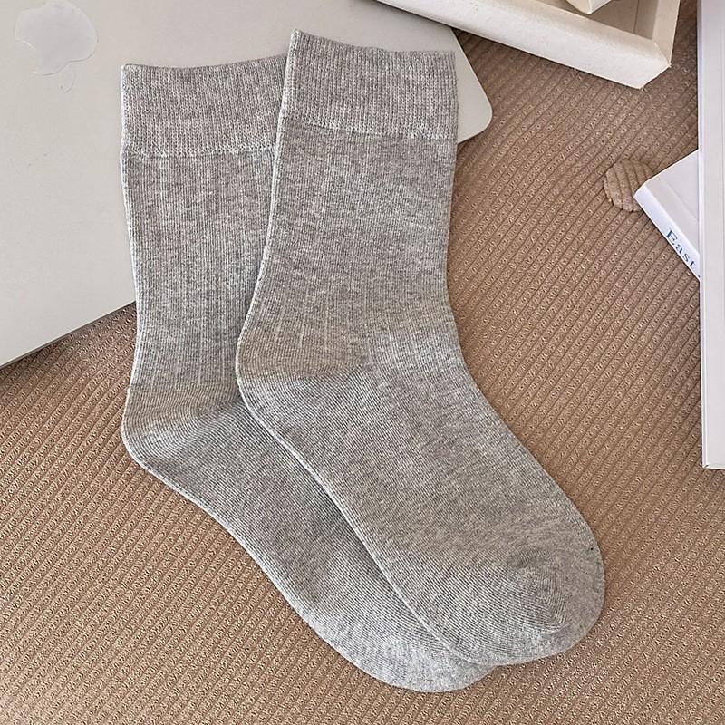 White Socks Pure Cotton Stacking Socks Spring And Autumn Thin Versatile Boneless Confinement Socks Solid Color Cotton Medium Tube Socks Women