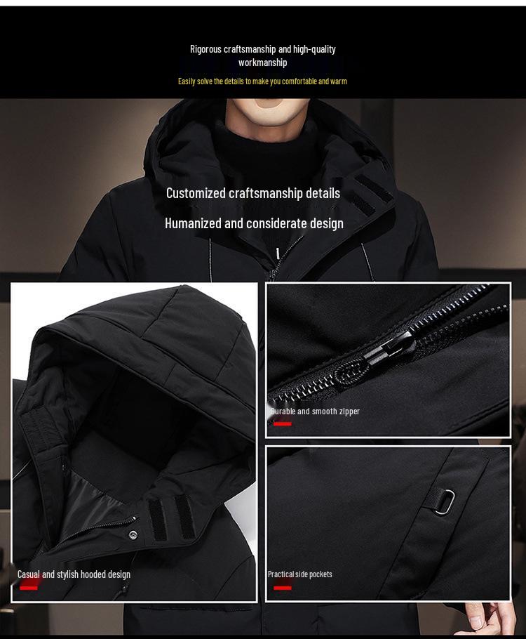 Men's Winter Mid-Length Cotton Padded Jacket: Trendy, Thick, Plus Size