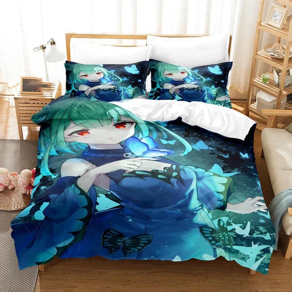 Comforter 3D Printed Uruha Rushia Hololive Butterfly Girl Bedding Set Bedroom Soft Modern S Comefortable