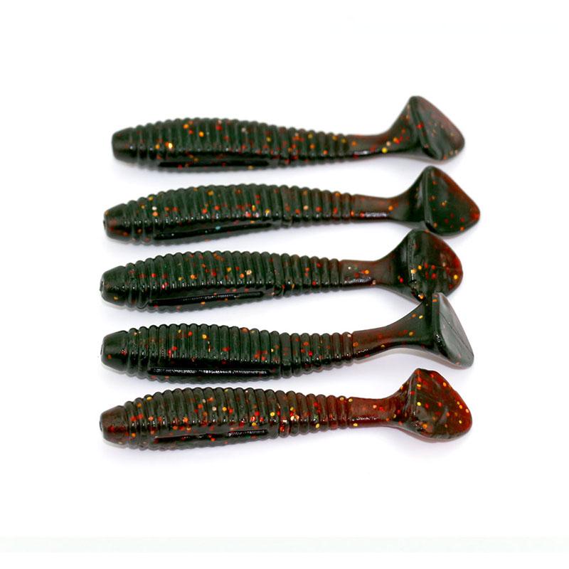 HENGJIA 5ks Soft Tail Grubs Bait Worm Návnady pro Pike Pstruh Bass Wobbler Rybářské potřeby