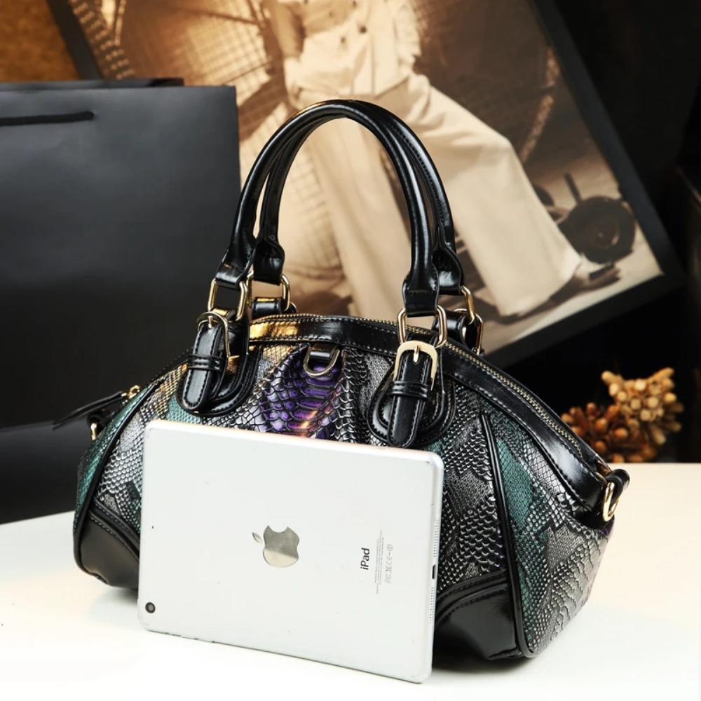 Luxury Cowhide Leather Women Handbags Female Tassel Serpentine Dumpling Portable Tote Bag Ladies Shoulder Messenger Bags New