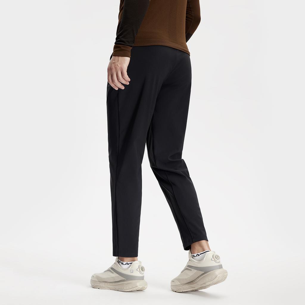 FILA Solid Color Straight Leg High Elastic Knitted Sports Pants Men bottoms Deep-Black A11M411613FBK