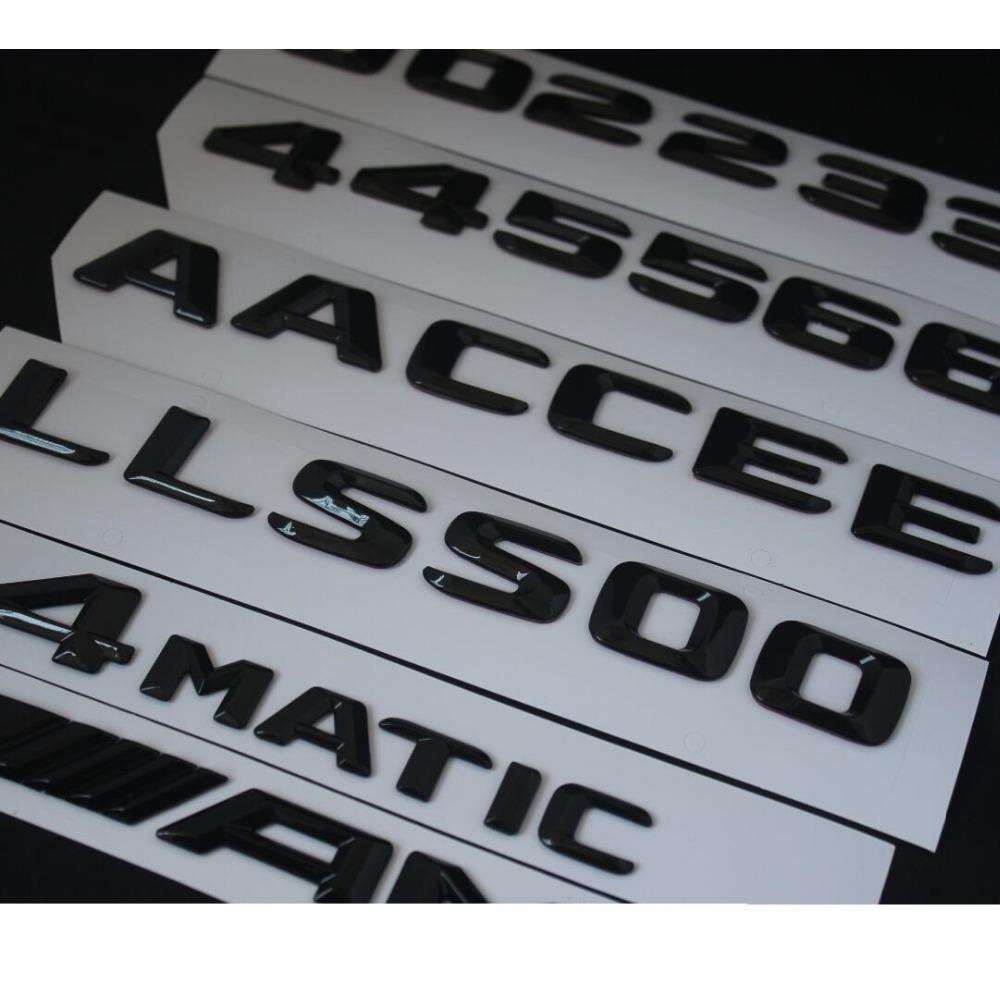Brilliant Shiny Gloss Black Trunk Fender Letters Number Emblems Badges for Mercedes Benz C63 E63 CLS63 GLE63 GLS63 AMG S 4MATIC