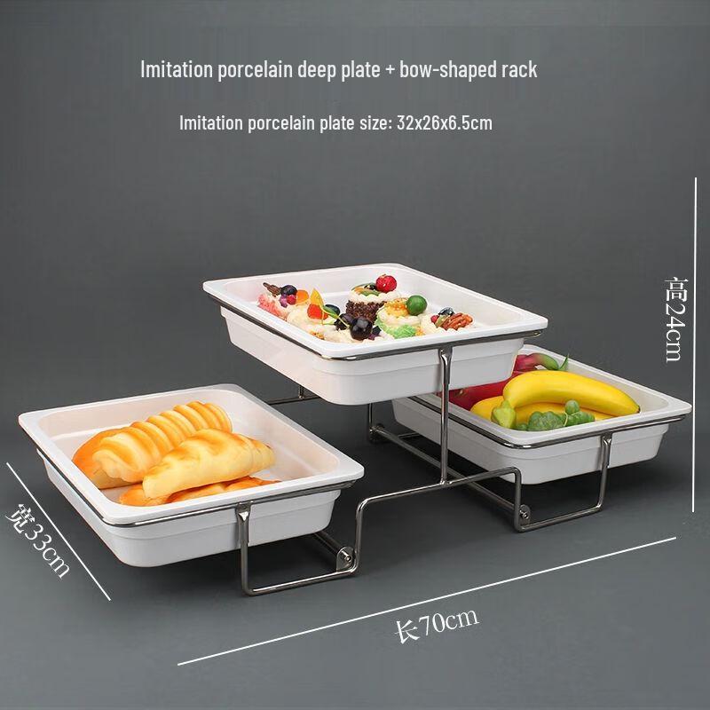 Japanese Style Double-Layer Melamine Serving Tray with Transparent Cover