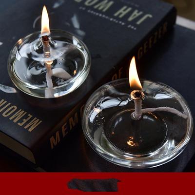 Glas-Öllampen-Set, Glas-Kerosinlampe mit Docht, Tisch-Notlicht für den Innenbereich, rustikale Bauernhaus-Dekoration, transparent