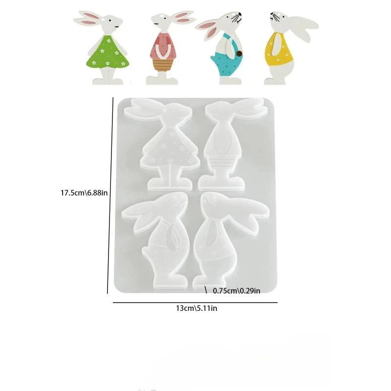 3D Easter Bunny Ornament Silicone Mold DIY Egg Mushroom Shapes Pendant Mould Cute Rabbit Resin Plaster Casting Molds Home Decor