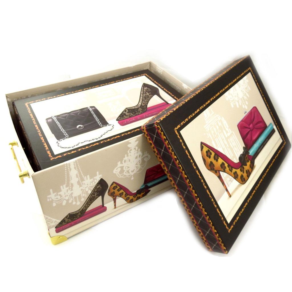 Les Trésors De Lily [K6176] - Set of 3 'Belle Epoque' Beige-brown Souvenir Boxes