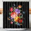 Purple Violet & Teal Floral Shower Curtain – Retro Natural Waterproof Polyester Bathroom Decor With 12 Hooks, Lavender Design