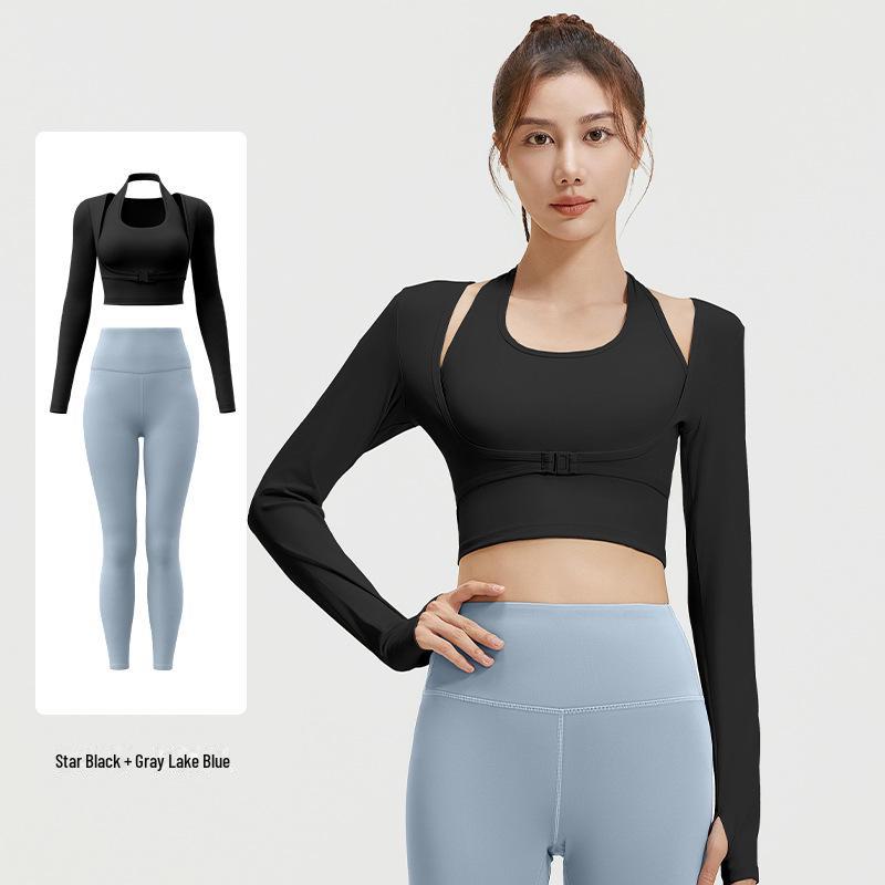 Juyitang Sport Haltertop mit Brustpolster - Atmungsaktive zweiteilige Yoga- & Pilates-Fitnessbekleidung