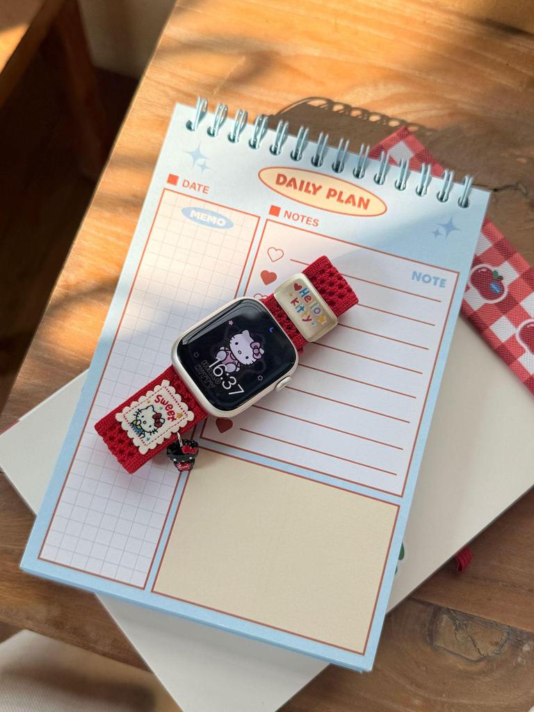 Compatible Apple S11 Watch Band: Breathable Woven Cartoon Pendant with Magnetic Buckle for iWatch 1098765SE