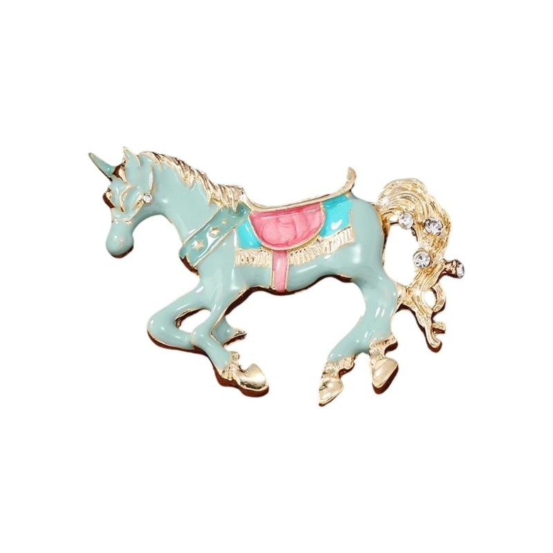 

Elegant Retro Unicorns Horse Pin With Enamel Coating Vibranting Color Construction For Various Occasions синій