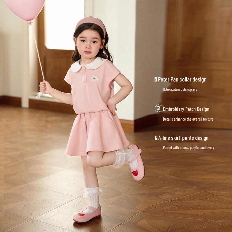 LUSON Girls  Vintage Academy Style Doll Collar Skirt-Pants Set 130