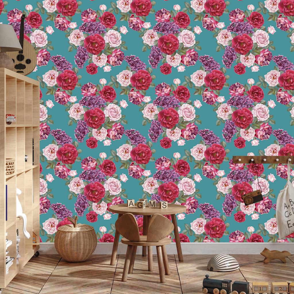 Beautiful colorful roses wallpaper for living room and bedroom 50x1000
