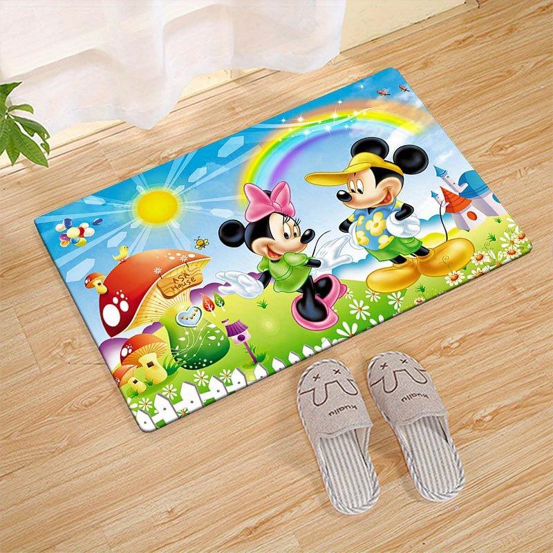 

1pc Mickey and Minnie_ Area Rug, Non-Slip Floor Mat, Cartoon Character Design, Soft Velvet, Room Decor, Washable Indoor Carpet 60cm by 90cm