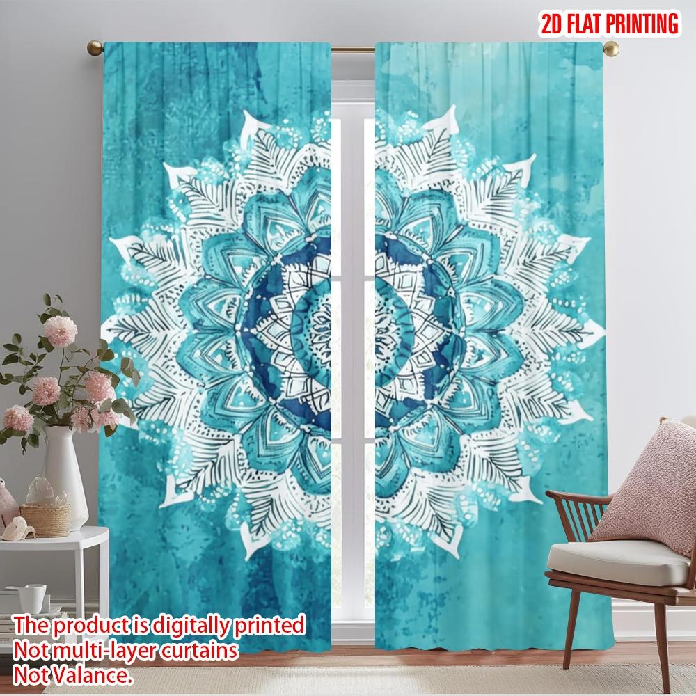 

2 шт., 2D печать на ткани для штор, популярный аква-мандала, универсальная полиэстеровая ткань (без удилища) Украшения Внутри Идеально для 52.50×116.00 CM 2pcs