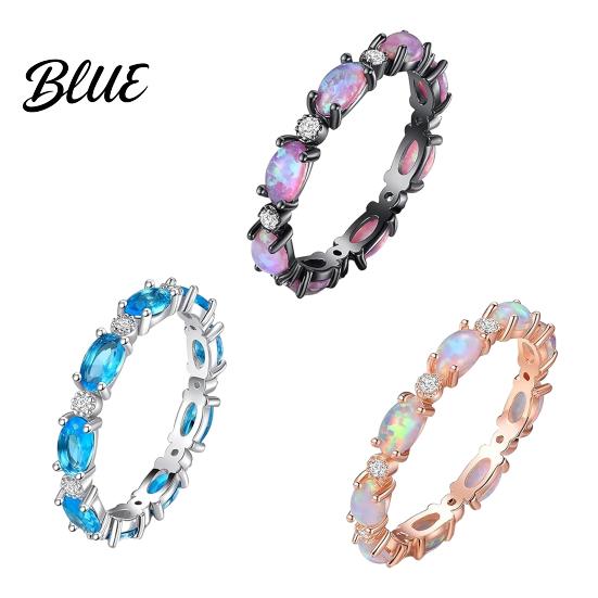 Eternal Faux Opal Glow Ring Imitation Radiant Oval Infinite Love