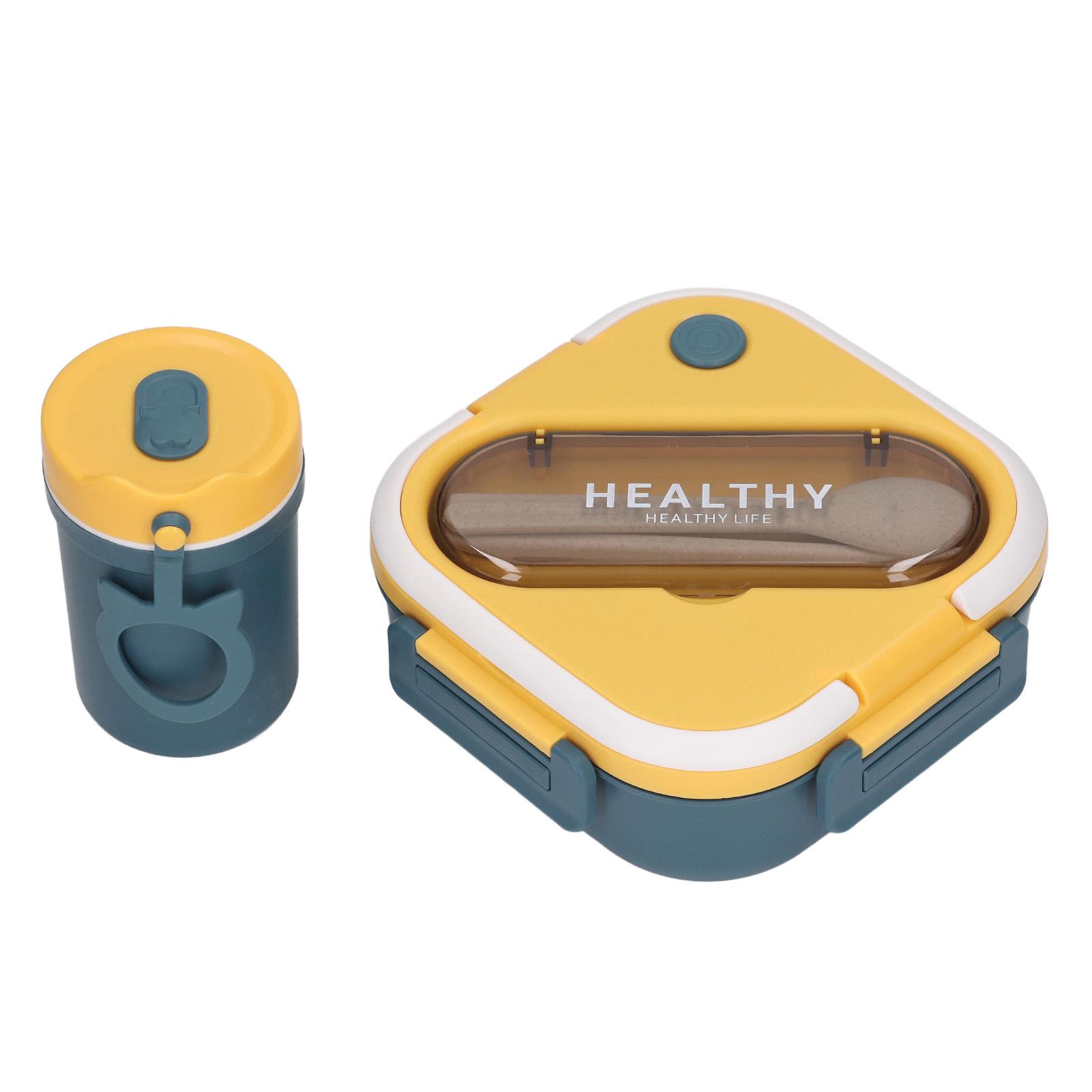 Контейнер для ланча Минималистичный Милый Портативный Герметичный Ланч-бокс Бенто с чашкой, палочками для еды, ложкой для синий