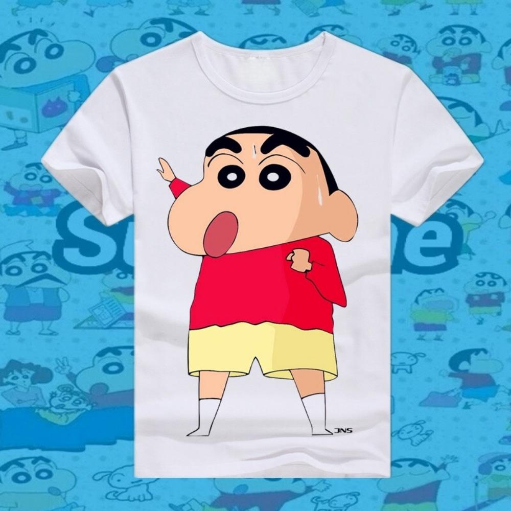 New Shin Chan Crayon Printed Summer T-shirt Cotton Japanese Cartoon Men T-shirt Short Sleeve Round Neck Loose Kids T-shirt Top