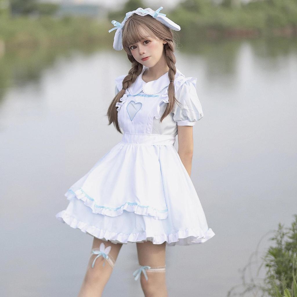 Super Cute Lolita Bunny Girl Maid Heart Hollow-out Cosplay Costume (Plus Size)