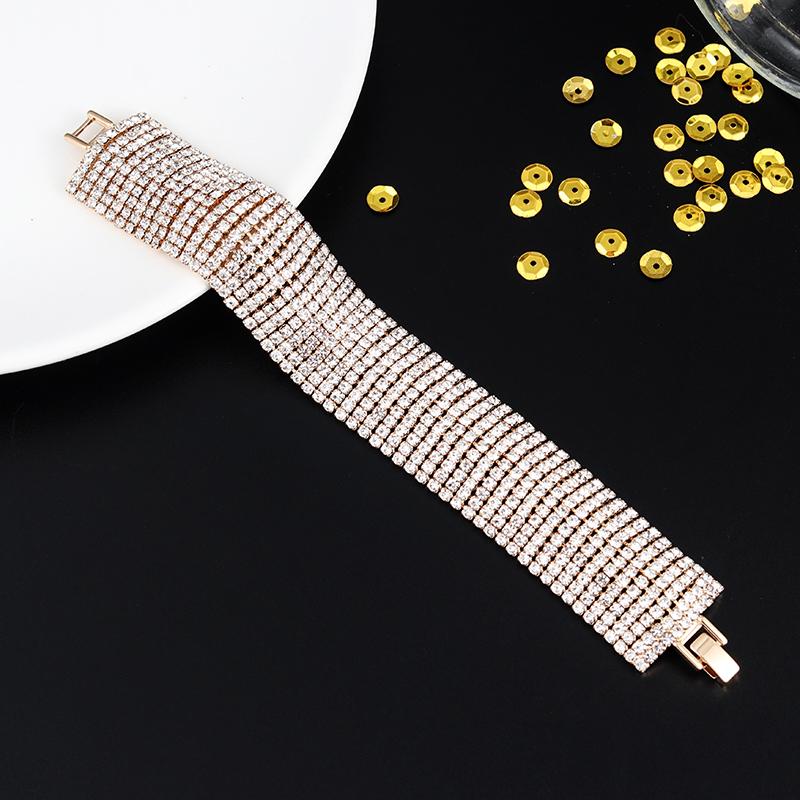 Fashion Women Rhinestone 11 Row Bracelet Fashion Adjustable Bangles Jewelry Nice Bracelet Gift Party Jewelry