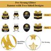 Pre-Strung Black Gold 40th Birthday Decorations for Men Women, Glitter Star Twinkle Number 40 Years Old Vintage 1985 Hanging Streamer Banner Happy