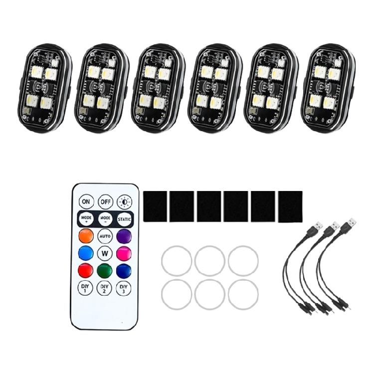 1/2/4/6/8pcs LED Emergency Warning Lights with Remote Control 8 Color Wireless LED Strobe Light USB Charging Waterproof