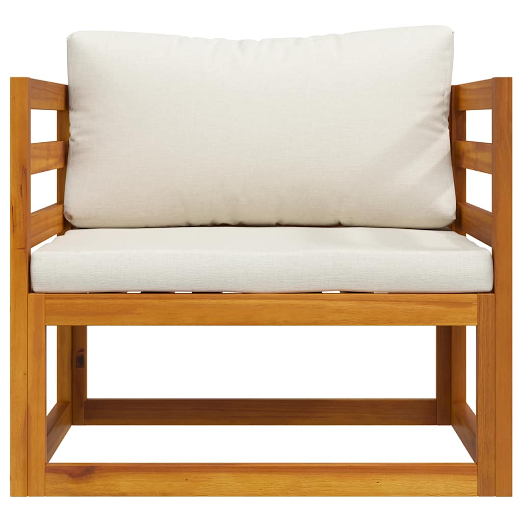 Garden Chair with Cream Colored Cushions Solid Acacia Wood