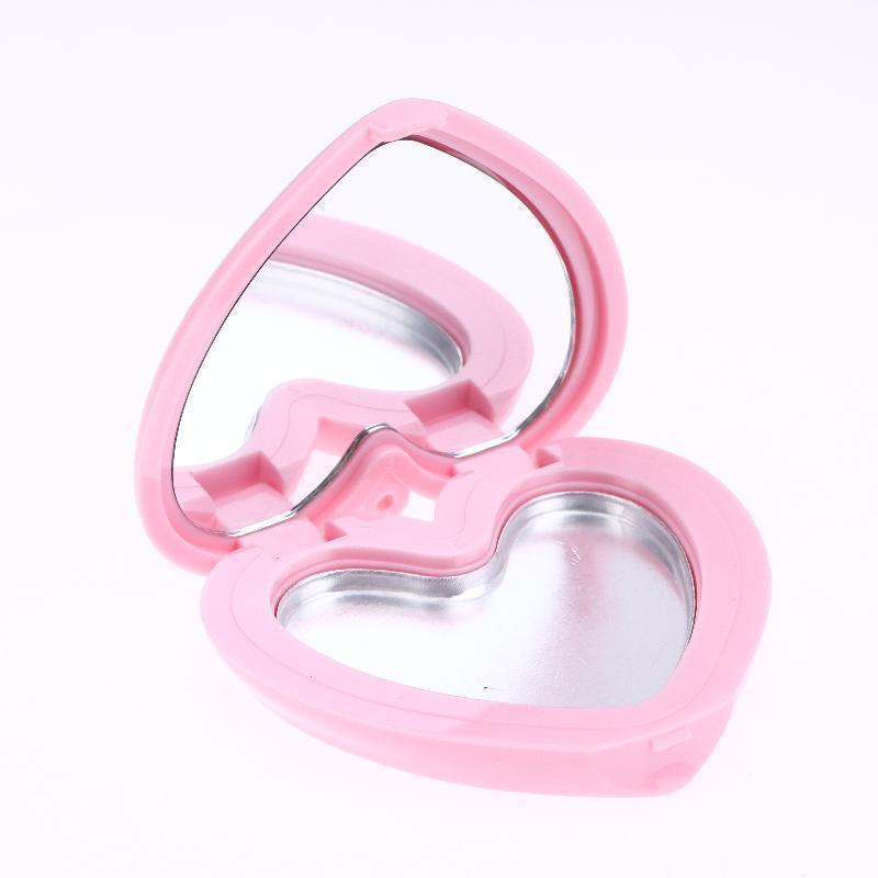 1Pcs Heart Shape Mini Empty Blush Powder Box Eye Shadow Container With Mirror And Aluminum Pan Key Chain Lipstick Packaging