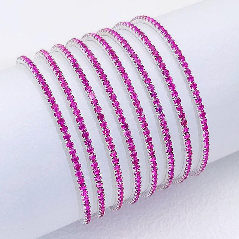 1Pcs Single Row Cubic Zirconia Tennis Bracelet Silver Color Elastic Bangle for Women Multi Layered Wearing Streetwear Jewelry