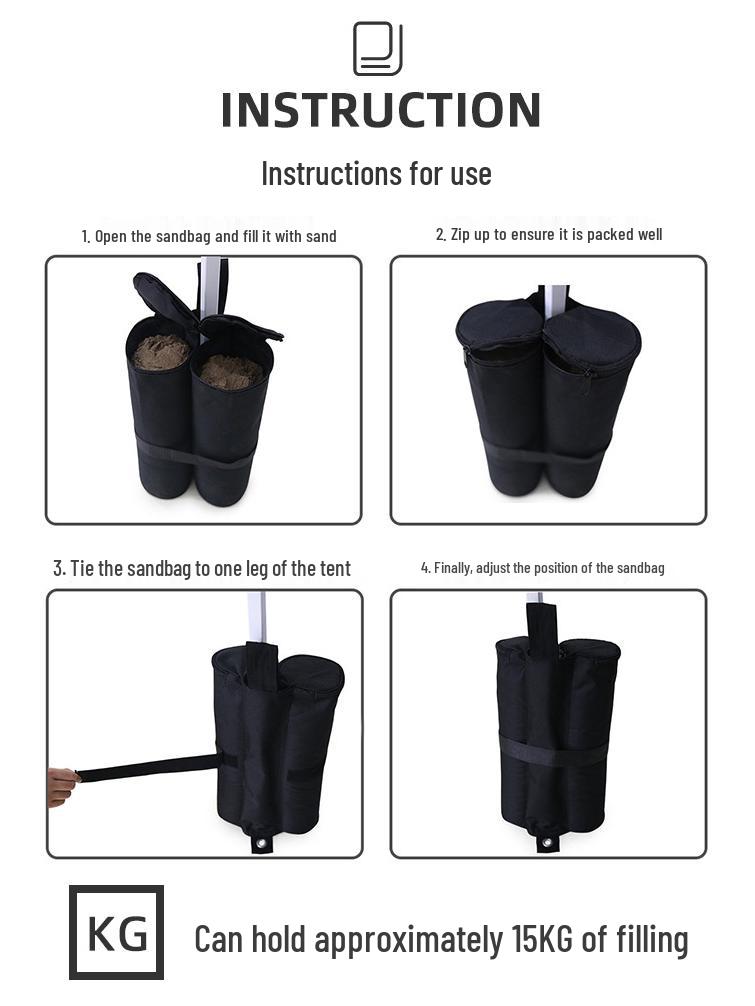 In-Stock Black Oxford Cloth Weighted Sandbag for Outdoor Tent Canopies