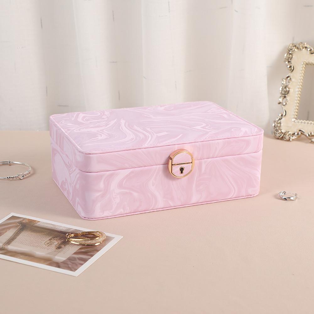 Jewelry Organizer Box With Lock For Necklaces And Rings In Pu Leather For Gift And Travel