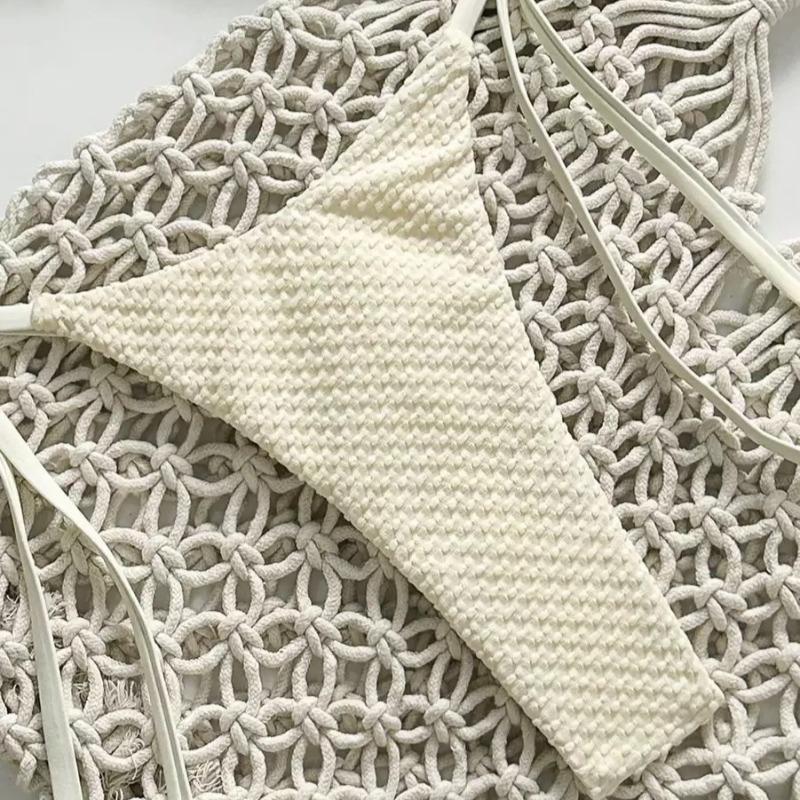 Swimsuit Solid Color Bikini European and American Sexy Lace Up Bikini Women's Small Fresh Split Beach Style Pure Desire Swimsuit