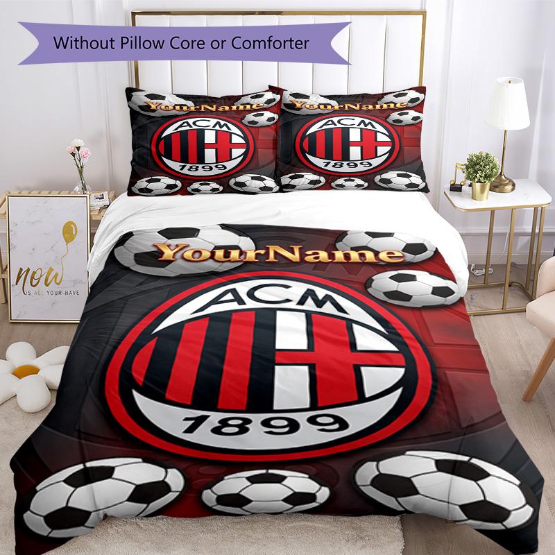 Ac Milan Personalizza il tuo nome Set Biancheria da Letto Copripiumino Traspirante con Federe Decorazione per la Casa Regalo di Compleanno