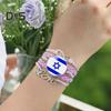 Round Israel Flag Decor Bracelet Multi Layer Adjustable Handmade Bracelet Metal Letter Decor Faux Leather Wristband Jewelry Gift
