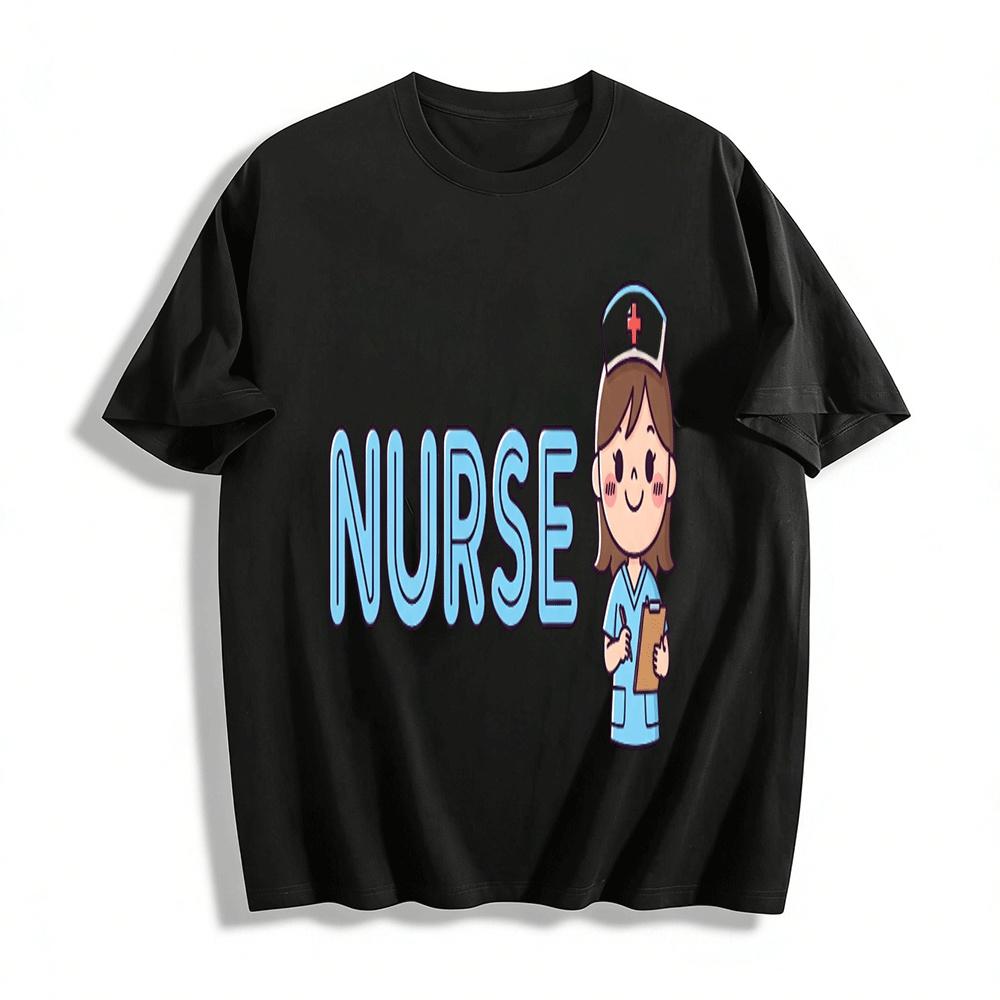 

Cute Nurse Print Casual Daily Unisex T-Shirt Pure cotton T-shirt XXS