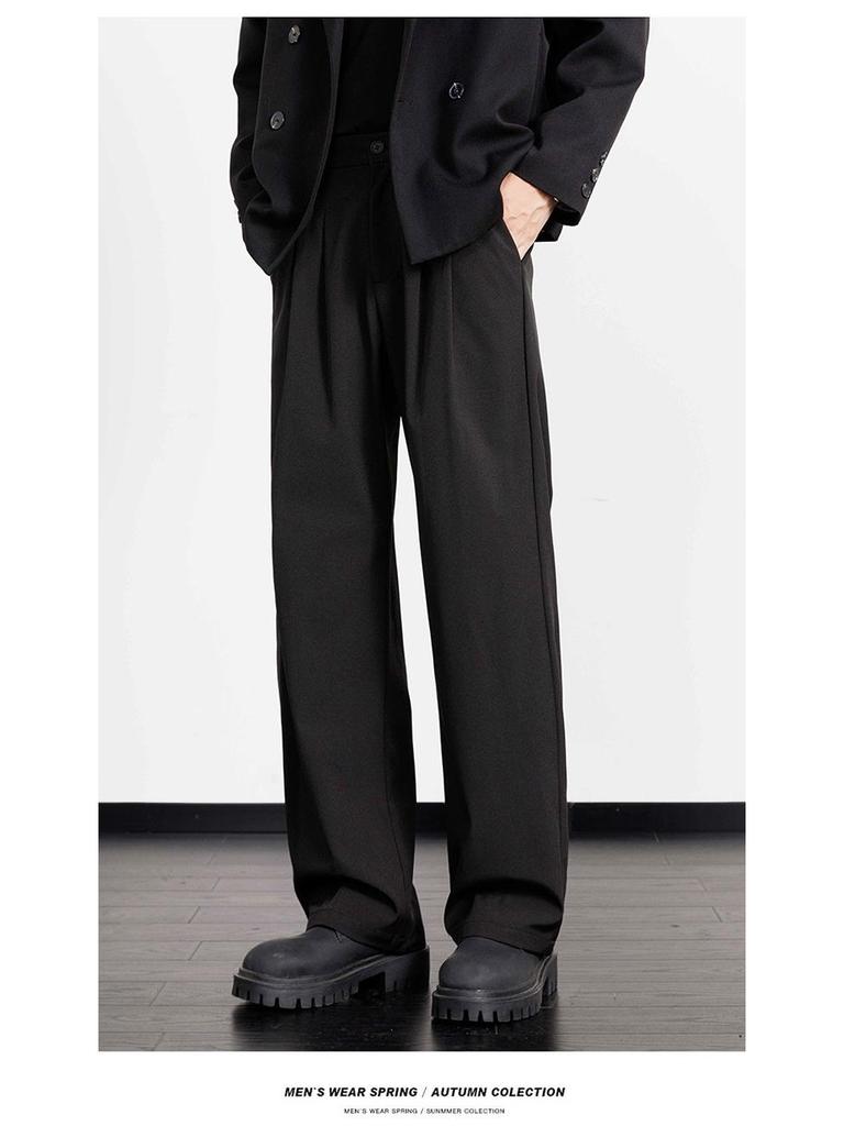 Herren High-End Koreanischer Trend Weitbeinige Anzughose - Knitterarm, Locker, Gerader Schnitt und Casual-Passform